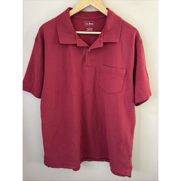 L.L. Bean Other - L.L. Bean Men’s Large Maroon Polo Shirt Short Sleeve Wrinkle Resistant Regular